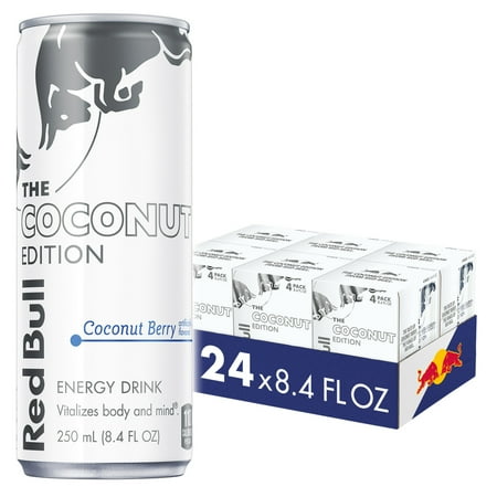 Red Bull Coconut Edition Coconut Berry Energy Drink, 8.4 fl. oz., 6 Packs of 4 Cans, 80mg Caffeine