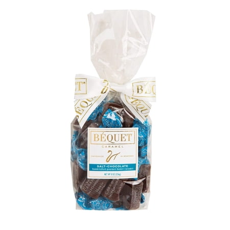 Bequet Caramel - Salt Chocolate Caramel - Caramel Candy Individually Wrapped - Gourmet Caramel Candy - Made in Montana - Kosher (Star-D) and Gluten Free - 8 oz Gift Bag