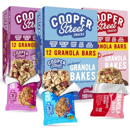 Cooper Street Individually Wrapped Chewy Breakfast Granola Bars Variety Pack - 36 Bars