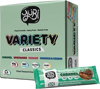 YuBi Bars - Protein Bars - 12 Bar Variety Pack - 100 Calories, 10g of Protein, Low Sugar, Low Carb, Palm Oil Free/Non-GMO, Gluten Free, Dairy Free, Healthy Snack, Non-GMO - 14.8oz (12 Pack, Variety Box)