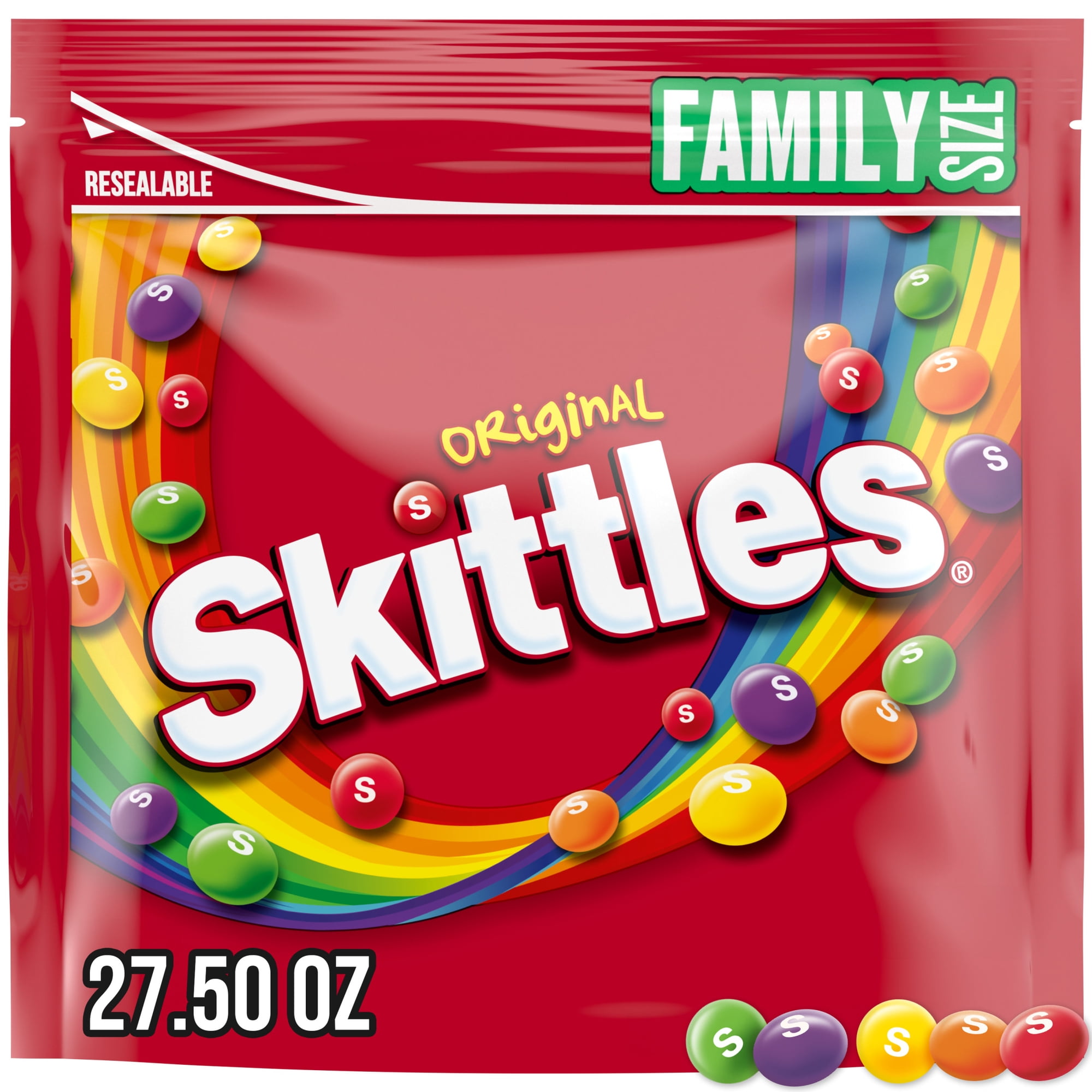 Skittles Original Chewy Candy, Family Size Resealable Bag, 27.5 oz