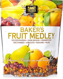 Traina Home Grown Baker's Fruit Medley - Mixed Dried Fruit (20oz) | Healthy Snack - Premium Ingredient - California Grown - High Fiber - Gluten Free - Non-GMO - Kosher
