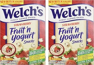 Welch's Strawberry Fruit'n Yogurt Snacks 8 Pouches (2 Pack - 16 Pouches Total)