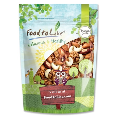 Food to Live Mixed Raw Nuts, 2 Pounds - Cashews, Brazil Nuts, Walnuts, Almonds