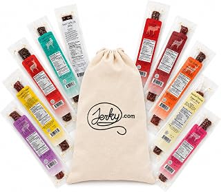 Jerky.com Exotic Jerky Gift Bag, 12 Pc Wild Game Sampler | Wild Game, High Protein, Exotic Meat Sticks, Jerky Variety, Snack Sampler, Jerky Gift for Men, Keto Friendly