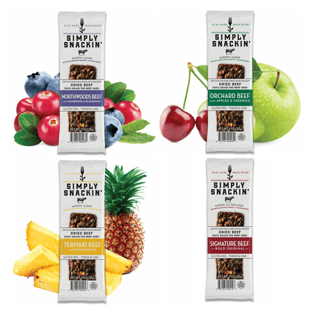 Simply Snackin' Beef Protein Snack - Variety Pack Sizes: 1-pc Variety Pack (4 Strips)