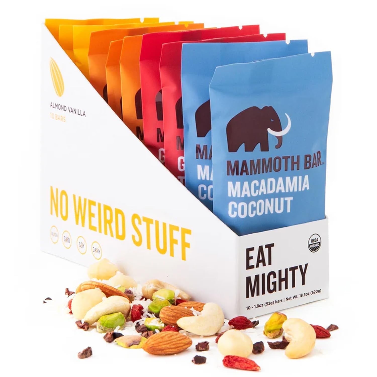 Mammoth Bar Organic, High Protein Bar - 10 Count Variety Pack