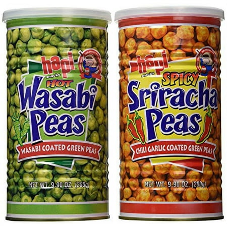 NineChef Bundle - Hapi Hot Wasabi Peas + Spicy Sriracha Peas Combo Pack + 1 NineChef Brand Long Handle Spoon