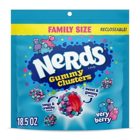 3 pack NERDS Gummy Clusters, Candy, Very Berry, Crunchy and Gummy, 18.5 oz Bag