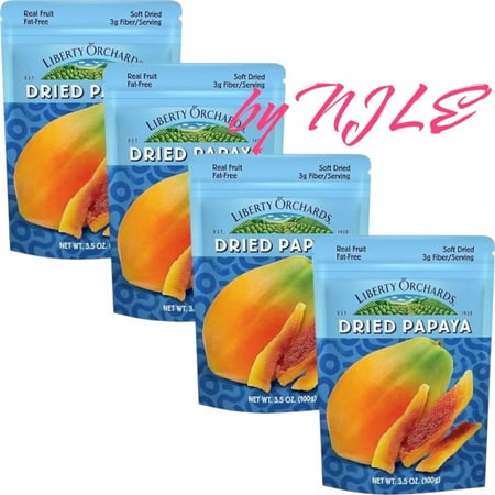 Liberty Orchard Dried Papaya Ideal for Busy Lifestyles - Naturally Sweet Fruit Snacks, Ideal for Healthy Digestion - Dried Papaya Ideal for Recipes & On-The-Go Snacking - 4 Pack