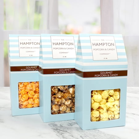 3 Flavor Gourmet Popcorn Classic Gift Pack: Butter, Caramel & Orange Cheddar Cheese Popcorn, The Hampton Popcorn & Candy Company (3 Pack)
