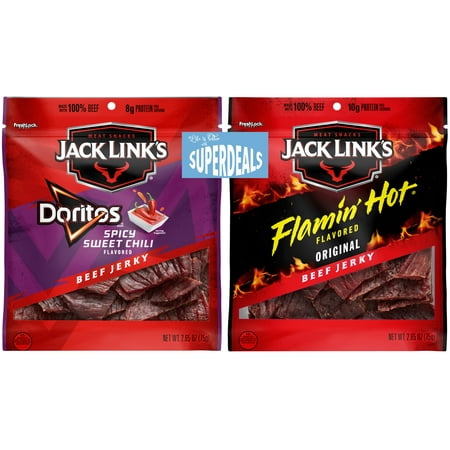 Frito-Lay Jack Links Variety Pack Doritos Spicy Sweet Chili and Flamin Hot Beef Jerky 2.65 Ounce (Pack of 2) Bundled by SUPERDEALS with Mystery Gift