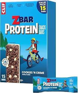 Zbar Protein - Cookies 'N Creme - Snack Bars - Made with Organic Oats - Non-GMO - 5g Protein - Gluten Free Protein Bars - Snacks for Kids (15 Pack)