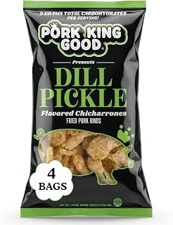 Pork King Good Dill Pickle Pork Rinds, 4 Pack | Chicharrones, Keto Snacks