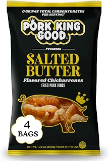 Pork King Good Salted Butter Pork Rinds, 4 Pack | Chicharrones, Keto Snacks
