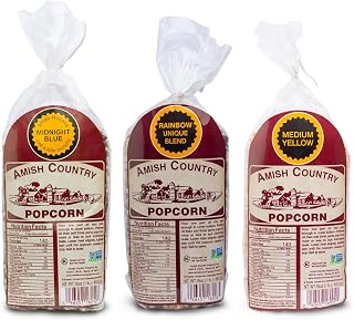 Amish Country Popcorn | 3-1 lb Bags | Variety Set | Midnight Blue, Rainbow, & Medium Yellow Popcorn Kernels | Old Fashioned, Non-GMO and Gluten Free (3-1 lb Bags)
