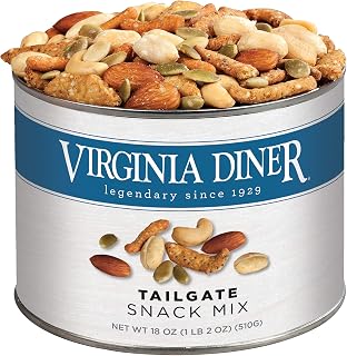 Virginia Diner Tailgate Snack Mix - Gourmet Snack Mix with Cashews, Sesame Sticks, Pepitas & Almonds - Virginia Peanuts Gift Pack Snacks for Adults - 18 Oz Tin