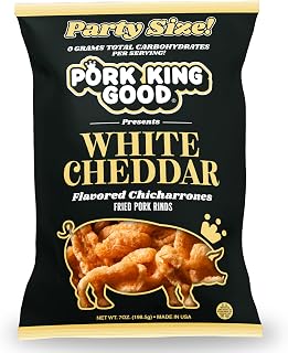 Pork King Good White Cheddar Pork Rinds 7 OZ | Chicharrones, Snacks