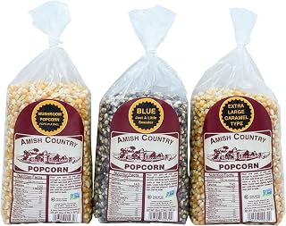 Amish Country Popcorn | 3-2 lb Bags | 2 lbs Mushroom - 2 lbs Extra Large Caramel Type - 2 lbs Blue Popcorn Kernels | Old Fashioned, Non-GMO and Gluten Free (3-2 lb Bags)