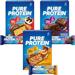 Pure Protein Variety Pack Protein Bars, 19g-20g Protein, Gluten Free, 18 Ct | 3g Sugar, 190 Calories, Low Sugar* High Protein Snack