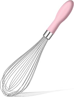 Rainspire Wire Whisk Stainless Steel, Balloon Whisks for Cooking, Wisk Wisking Tool With Soft Silicone Handle, Thick Durable Whisker for Blending, Beating, Whisking (Pink, 12 inch)