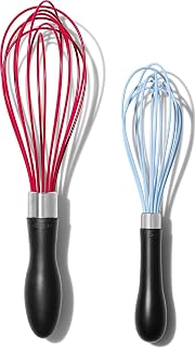 OXO Good Grips 2-Piece Silicone Kitchen Whisk Set - Jam & Seltzer | Includes 9-In & 11-In Balloon Whisks, Heat Resistant, Safe On Non-Stick, Ideal For Mixing Eggs and Batter, Dishwasher Safe