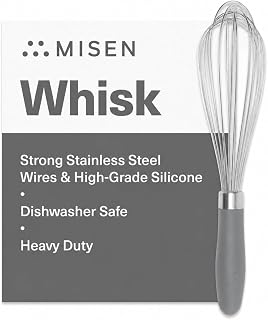 Misen Stainless Steel Balloon Whisk - Dishwasher Safe - Ergonomic Silicone Grip, Versatile Cooking Whisk for Eggs, Durable Construction - Professional-Grade Kitchen Tool - Gray
