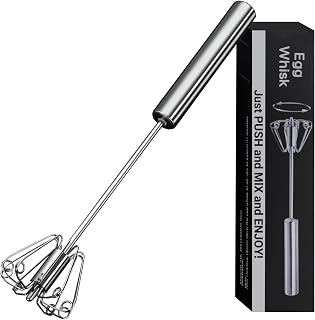 Egg Whisk, Upgraded Stainless Steel Semi Automatic Whisk,Hand Wisk Egg Beater Easy to Use for Making Cream, Blending, Whisking, Beating & Stirring (12 Inch)