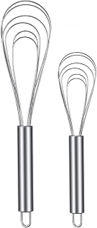 Patelai 2 Pcs Flat Whisk Set Stainless Steel 8" and 10" Flat Wire Egg Whisk | Dishwasher Portable for Kitchen, Cooking Sauce, Blending Beating Stirring, Mixing, Two-dimensional Profile
