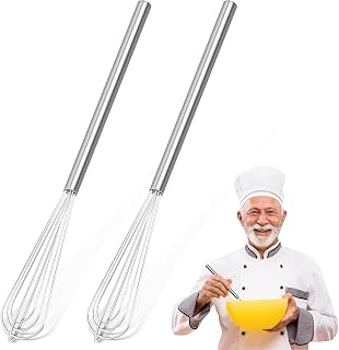 2 PCS Mini Whisk, Small Whisks for Cooking, Stainless Steel Mini Whisk Set | Essential Tiny Wire Whisk for Whisking, Beating, Blending Eggs & Sauces