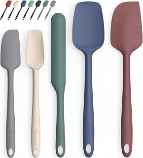 Coukre Silicone Spatula Set of 5,High Temperature Resistant, Food Grade Silicone, Dishwasher Safe, for Baking, Cooking (Pure Colorful A)