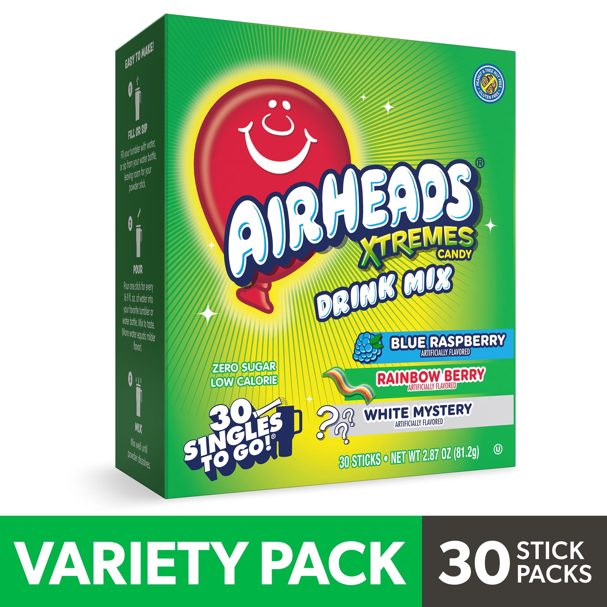 Airheads Extremes Singles to Go Powdered Drink Mix Variety Pack, 30 Count Packets
