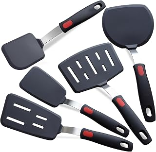 Silicone Spatula Set Turner 5-Pack Spatulas | for Nonstick Cookware 600&deg;F Heat Resistant Kitchen Cooking Utensils Set for Egg, Pancake Fish Sticky Baking Dishwasher Safe