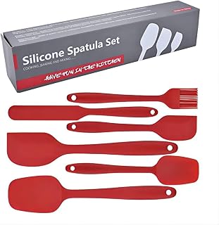 6 Pieces Silicone Spatula Set, Food Grade Rubber Spatula,Kitchen Tools for Baking, Cooking, Stirring (Red)