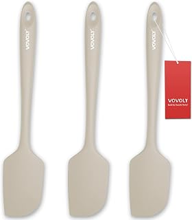 3 Pack Large Silicone Spatula for Kitchen,600&deg;F Heat resistant Rubber Spatulas for Baking,Cooking, Scraping,and Mixing,Non Stick Kitchen Utensils, BPA Free, 11.2 IN, Khaki