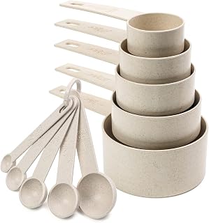 Beille Cream Wheat Straw 10PC Measuring Cups Spoons Set | Kitchen Cooking Baking Tools