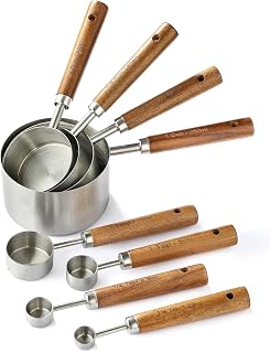 Stainless Steel Metal Measuring Cups and Spoons Set, 8 Pack