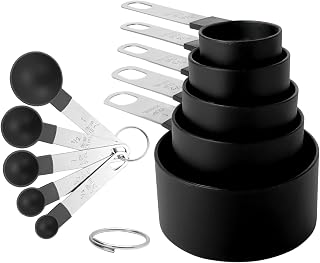 Measuring Cups and Spoons Set | 10-Piece Stackable Measuring Cups and Spoons for Dry and Liquid Ingredients (black)