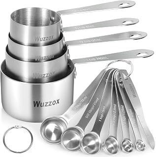 Stainless Steel Measuring Cups & Spoons Set of 11, Stackable Metal Measuring Cups & Spoons, Kitchen Gadgets for Cooking & Baking