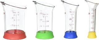 OXO Good Grips 4-Piece Mini Measuring Beaker Set | Set Includes 2 oz , 1 oz, 1 T & 1 Tsp Beakers, Read from Above, Ideal For Food Coloring, Extracts and Juice, Dishwasher Safe