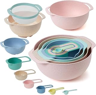 Mixing Bowls, Nesting Baking Bowls with Colander & Fine Mesh (Wheat-10PCS) | BPA-Free, Lightweight, Impact-Resistant, Rinse, Drain, Measure, Repeat, Colorful &mdash; Without the Risk.