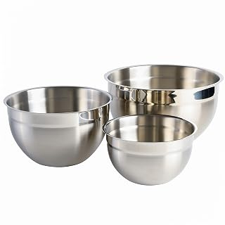 Babish 3-Piece Stainless Steel Mixing Bowl Set &ndash; Nesting Metal Bowls for Baking, Cooking, and Meal Prep &ndash; Durable & Dishwasher Safe