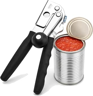 Heavy Duty Manual Can Opener for Seniors & Adults with Magnetic Lid Lifter - Easy Open Smooth Edge Safe Cut, Stainless Steel for Large Cans, Kitchen & Camping & Commercial with Bottle Opener