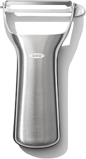 OXO Steel Y Peeler | Kitchen Essentials, Cooking Utensils, Stainless Steel Blade, Non-Slip Handle, Built-In Eyer, Ideal for Peeling Produce