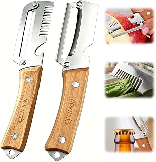 2Pcs multifunctional vegetable peeler, 2026 Upgrade peeler shredder,2.5mm stainless steel peeler With Scallion Shredder and Bottle Opener for Kitchen, Camping and Travel
