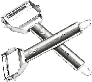 Basily Premium Julienne and Serrated Stainless Steel Peeler - Set of 2
