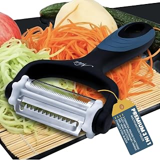 Julienne Peeler Vegetable Peeler - Potato Cabbage Fruit Cucumber Carrot Peeler and Julienne Shredder tool for Kitchen - Multi-Function Stainless Steel Peeler Slicer Knife Julienne Set 3 In 1
