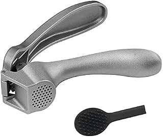 Pamper&epsilon;d Ch&epsilon;f Garlic Press, Garlic Mincer Easy-squeeze Ergonomic Handle, No Need To Peel, Rust Proof, Professional Ginger Press & Garlic Crusher with Handy Cleaning Brush- Dishwasher Safe