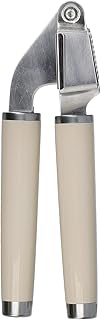 KitchenAid Garlic Press Crusher, Strong Stainless Kitchen Utensil, Removable Basket, Almond Cream