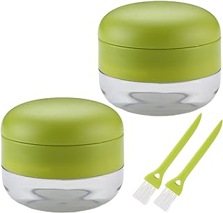 2PCS Garlic Presses and Chopper with Container | Stainless Steel Blades, Manual Mincer Cutter Grinder, with 2PCS mini Brushes - Suitable for Home and Camping &ndash; (Green)